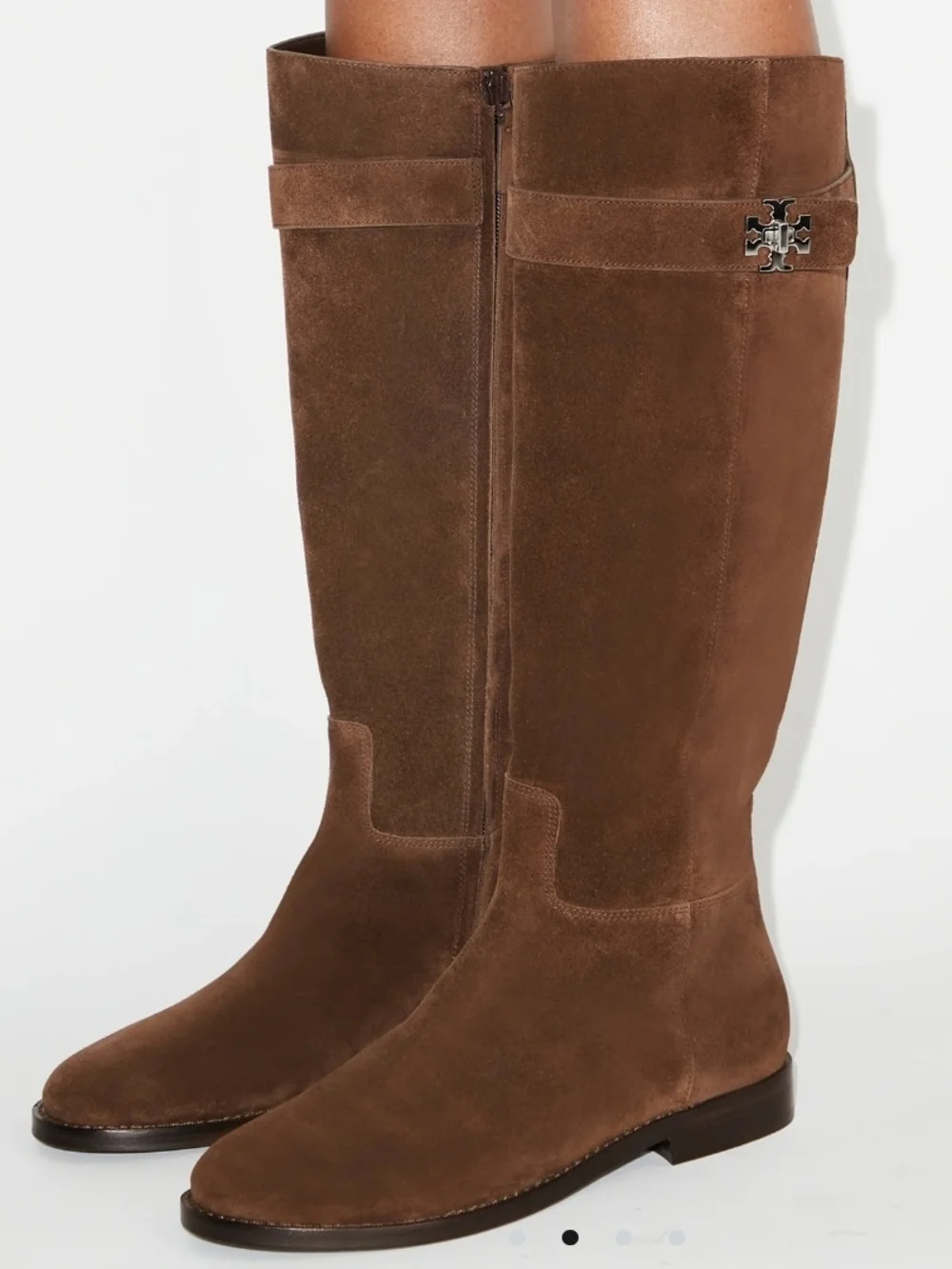 Tory Burch Women's T Lock Suede Riding Boots